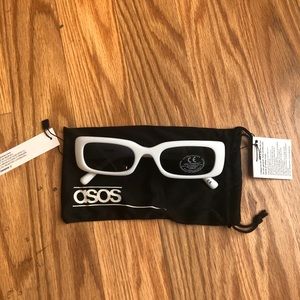 ASOS White narrow square sunglasses